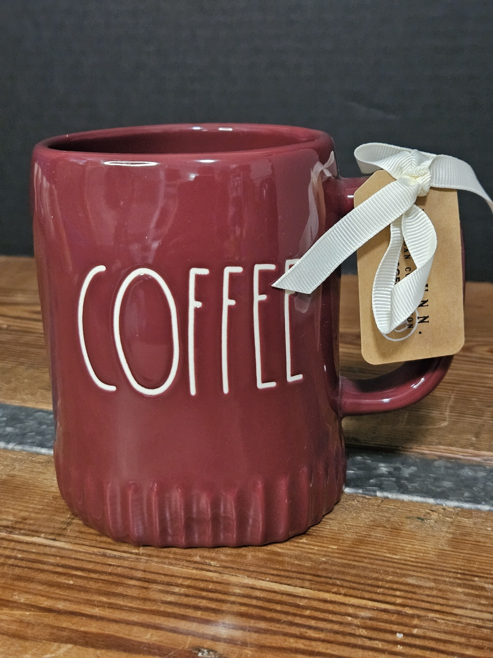 Rae Dunn Maroon COFFEE Ceramic Mug - Stylish Home Dining Cup